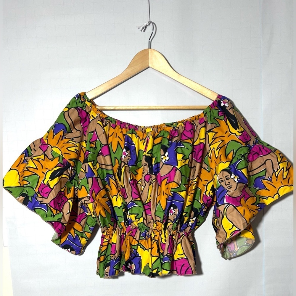 Motel print multicoloured top off the shoulder African women print color tropic